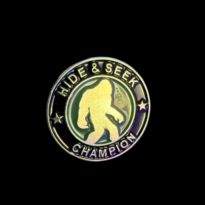 Bigfoot Hide and Seek Champion Pinback Button | Pinback Button | Cryptids, Funny | Outdoor Adventure