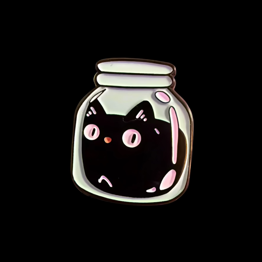 Black Cat in a Jar Pinback Button | Pinback Button | Cats, Goth/Gothic | Weird & Introvert