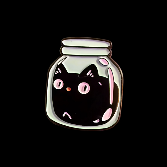 Black Cat in a Jar Pinback Button | Pinback Button | Cats, Goth/Gothic | Weird & Introvert