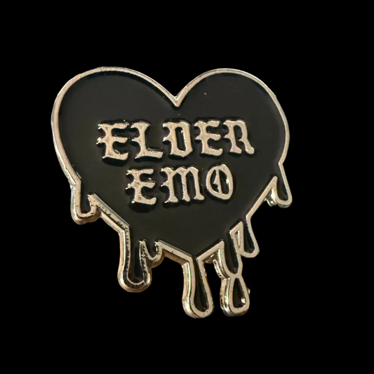 Elder Emo Black Heart Pinback Button | Pinback Button | Funny, Goth/Gothic | Emo Aesthetic