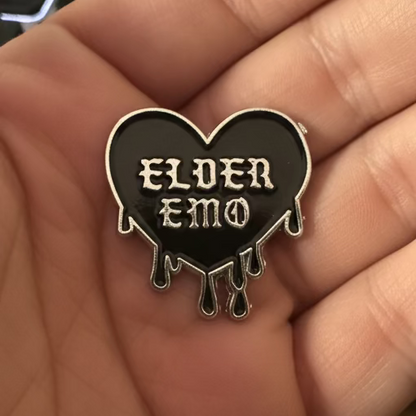 Elder Emo Black Heart Pinback Button | Pinback Button | Funny, Goth/Gothic | Emo Aesthetic