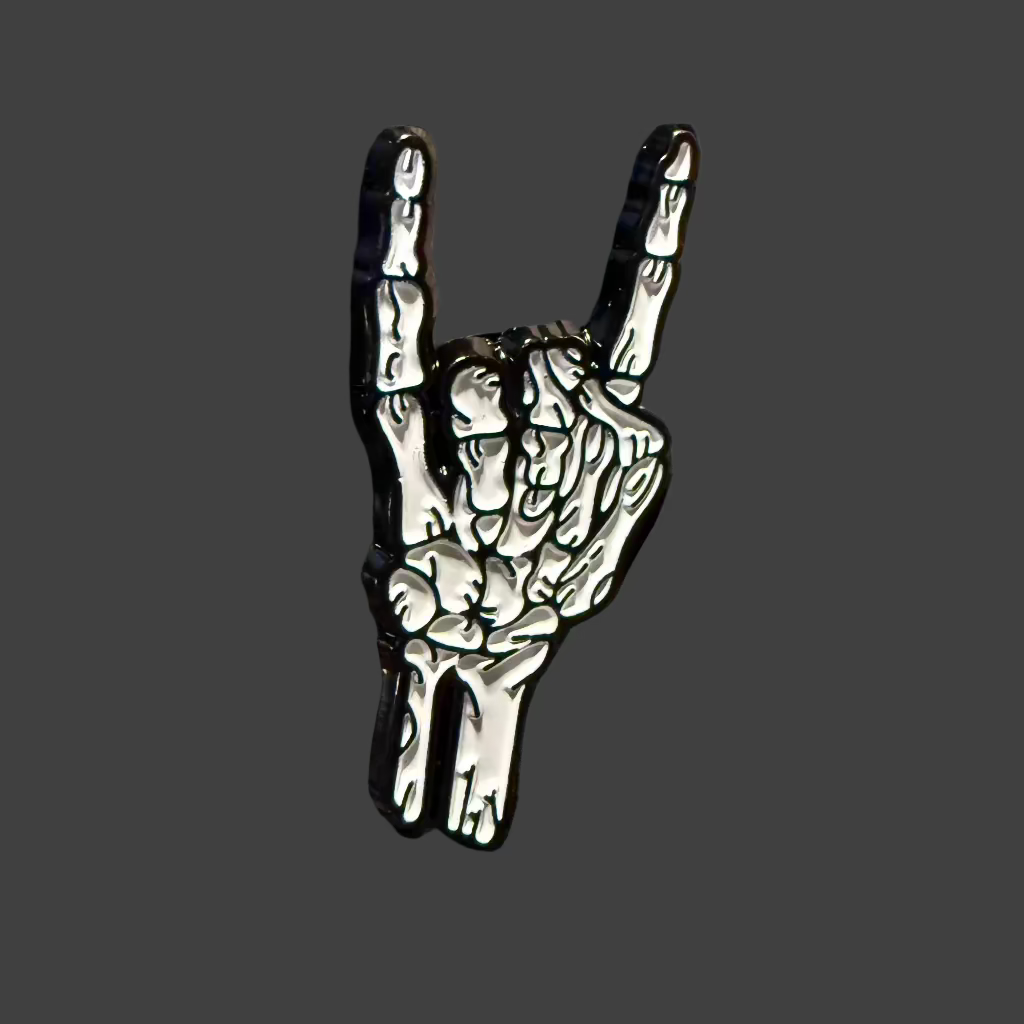 Metal Skeleton Fingers Pinback Button | Pinback Button | Skulls & Skeletons | Metal | Goth/Gothic