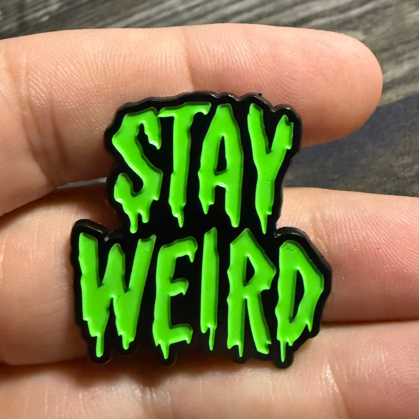 Stay Weird Green Pinback Button | Pinback Button | Funny | Retro & Vintage