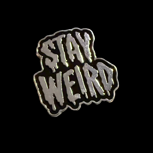 Stay Weird Silver Pinback Button | Pinback Button | Funny | Retro & Vintage