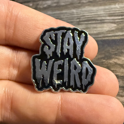Stay Weird Silver Pinback Button | Pinback Button | Funny | Retro & Vintage