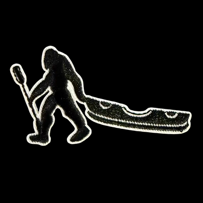 Bigfoot Kayak Embroidered Patch | Patch | Cryptids, Funny | Retro & Vintage