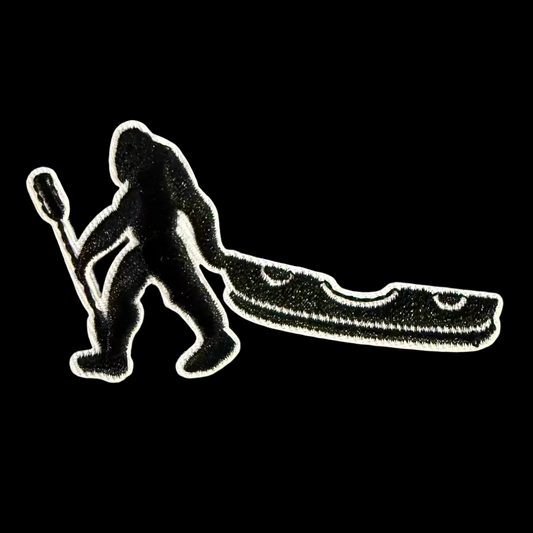 Bigfoot Kayak Embroidered Patch | Patch | Cryptids, Funny | Retro & Vintage