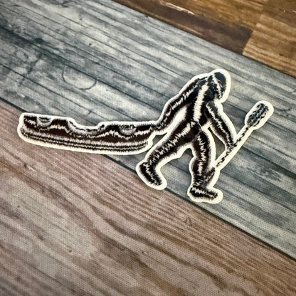 Bigfoot Kayak Embroidered Patch | Patch | Cryptids, Funny | Retro & Vintage