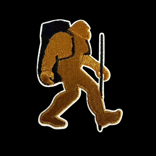Backpacking Bigfoot Embroidered Iron-on Patch | Patch | Cryptids, Funny | Retro & Vintage