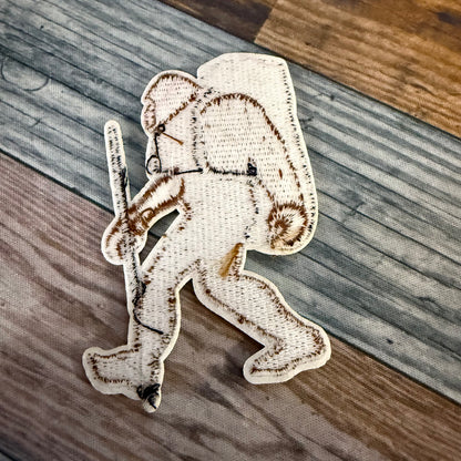 Backpacking Bigfoot Embroidered Iron-on Patch | Patch | Cryptids, Funny | Retro & Vintage