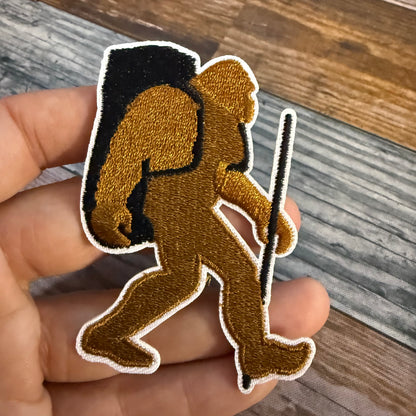 Backpacking Bigfoot Embroidered Iron-on Patch | Patch | Cryptids, Funny | Retro & Vintage