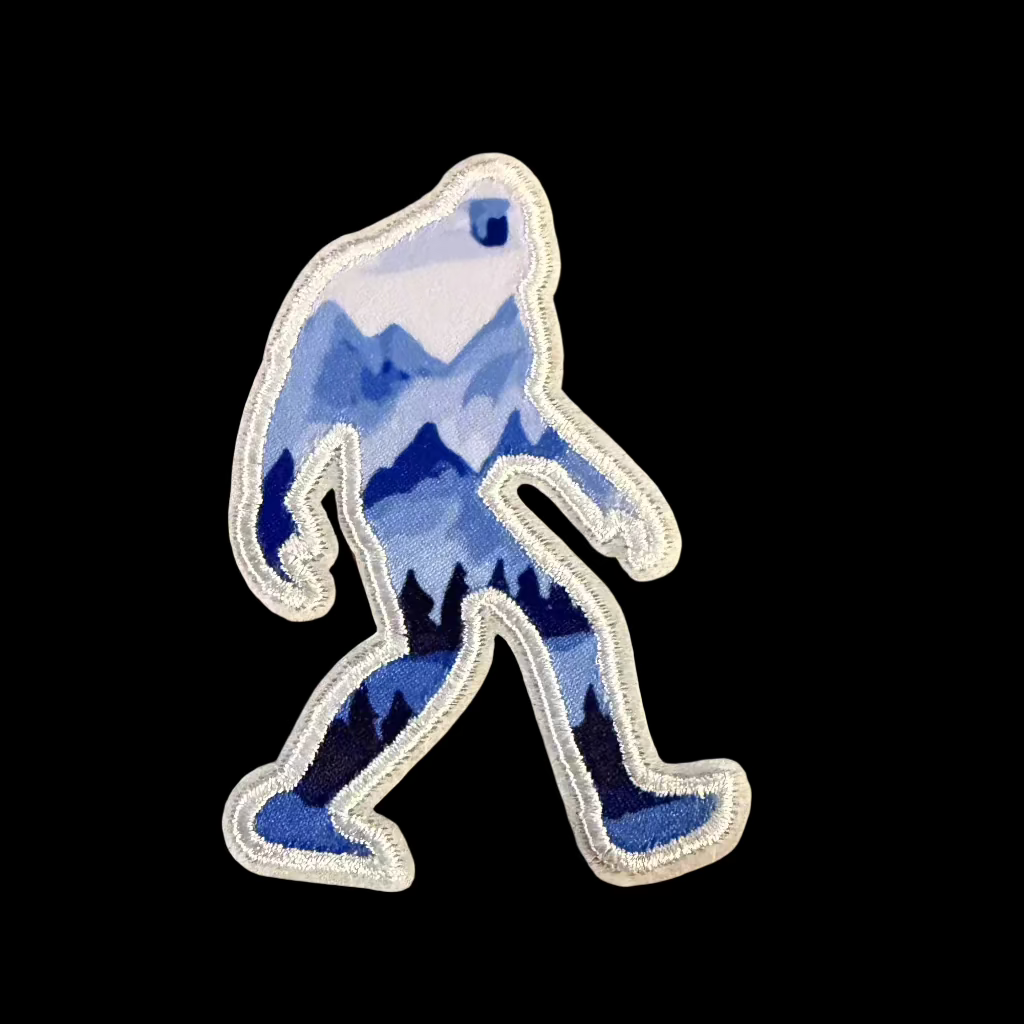 Light Blue Mountain Bigfoot Embroidered Patch | Patch | Cryptids | Retro & Vintage