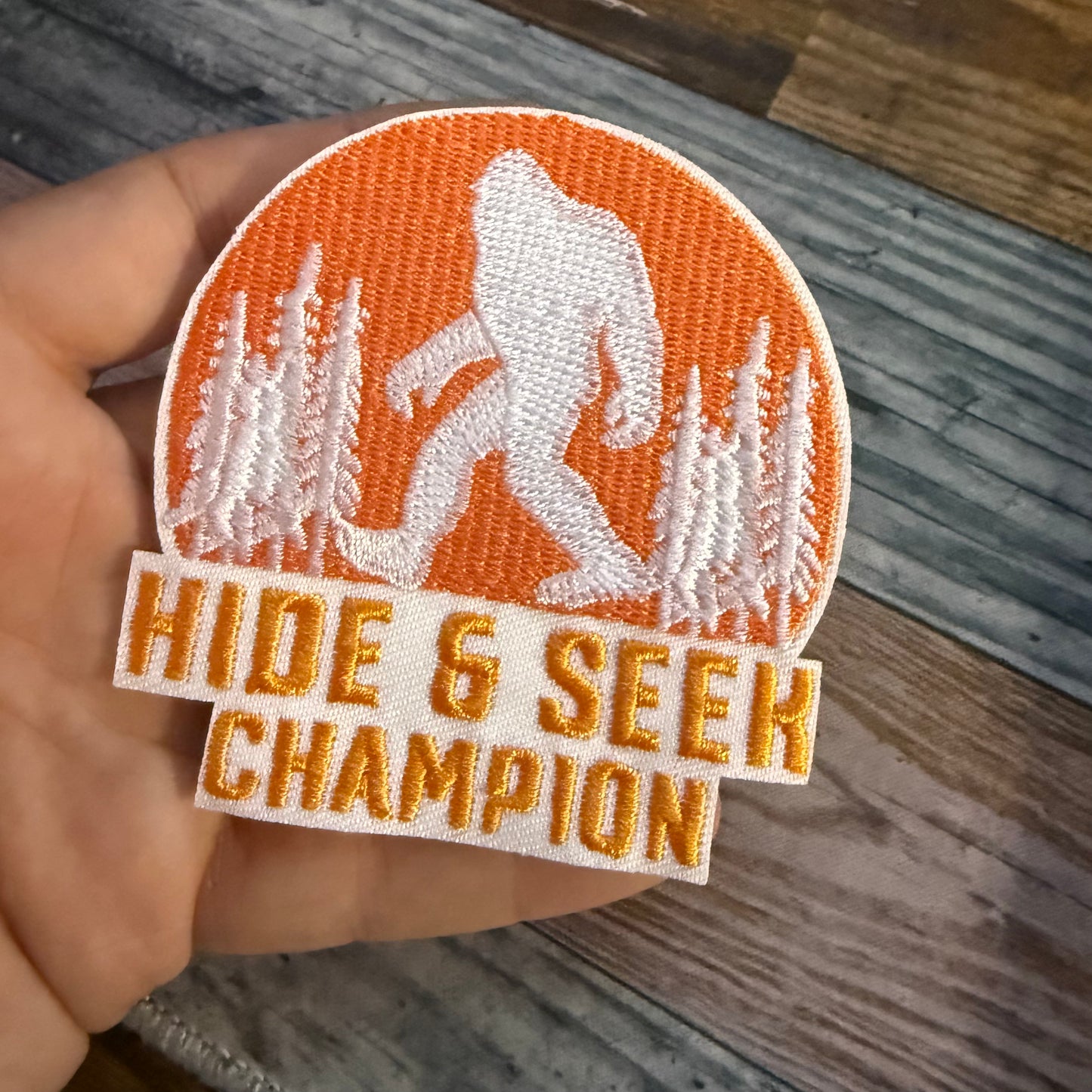 Bigfoot Hide & Seek Champion Embroidered Patch | Patch | Cryptids, Funny | Retro & Vintage