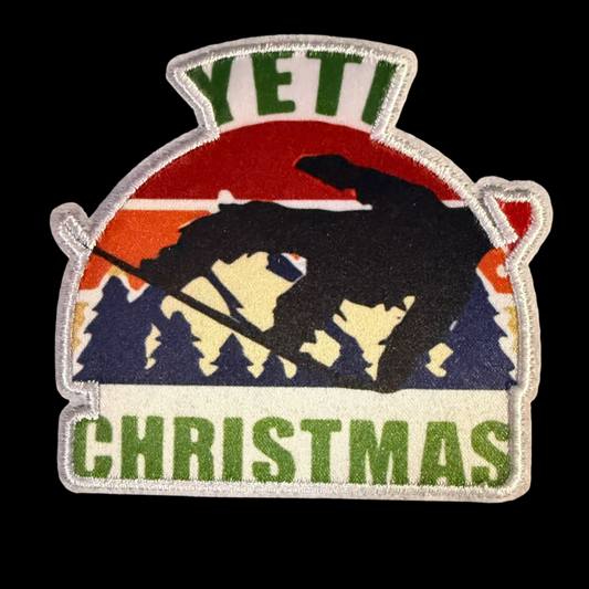 Yeti Christmas Snowboarder Embroidered Patch | Patch | Cryptids, Christmas | Retro & Vintage