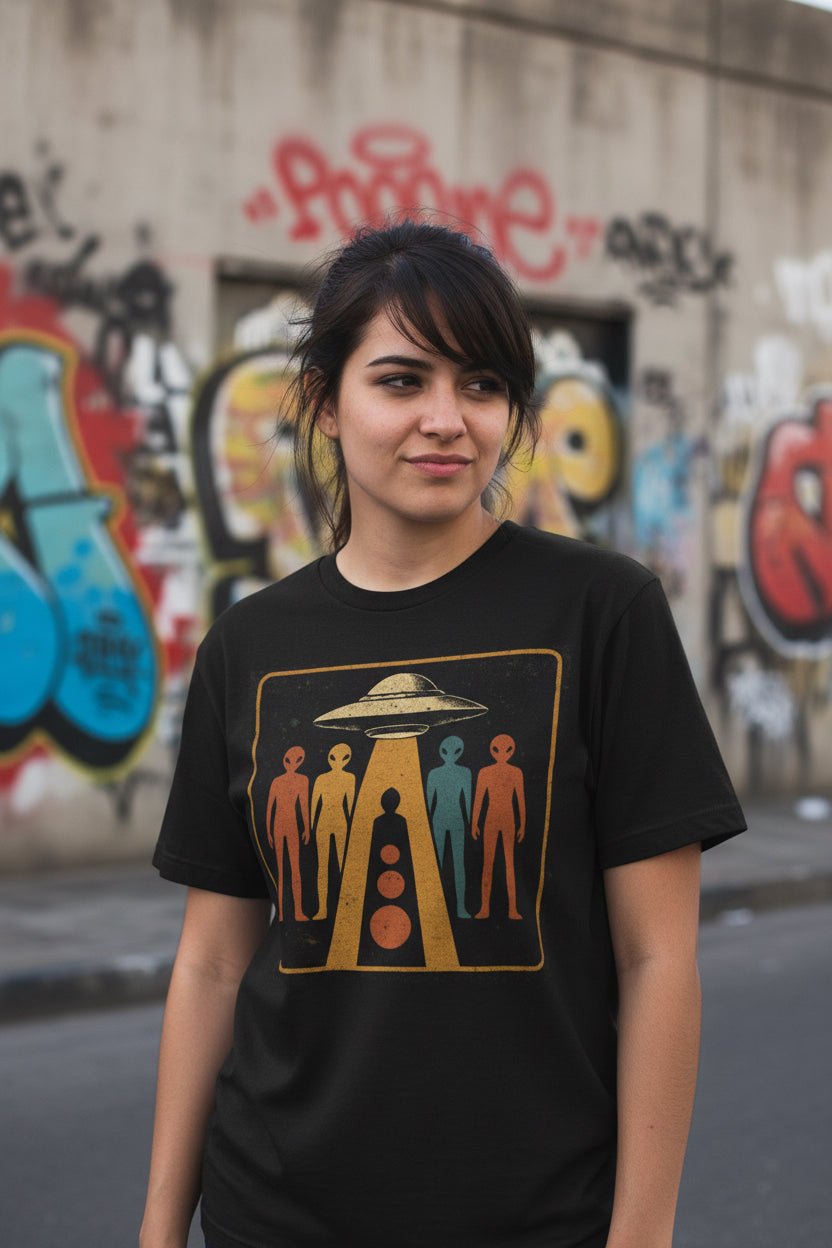 T-Shirt - Alien UFO Shirt | Light Fitted - Unisex Bella+Canvas 3001 | Alien & UFO, Retro & Vintage | Psychedelic from SHIRT MONSTERS