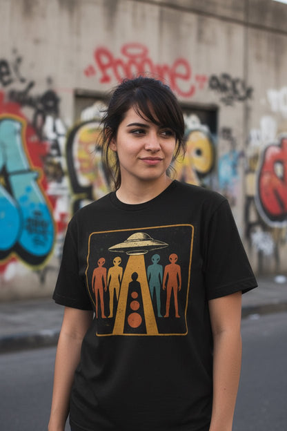 T-Shirt - Alien UFO Shirt | Light Fitted - Unisex Bella+Canvas 3001 | Alien & UFO, Retro & Vintage | Psychedelic from SHIRT MONSTERS