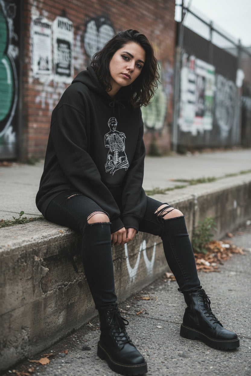 Hoodie - Anatomical Venus Goth Shirt | Hoodie | Hooded Sweatshirt from Crypto Zoo Tees