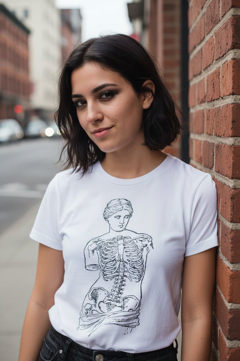 T-Shirt - Anatomical Venus Shirt | Art & Artists, Skulls & Skeletons | Light Fitted - Unisex Bella+Canvas 3001 | Goth/Gothic from SHIRT MONSTERS