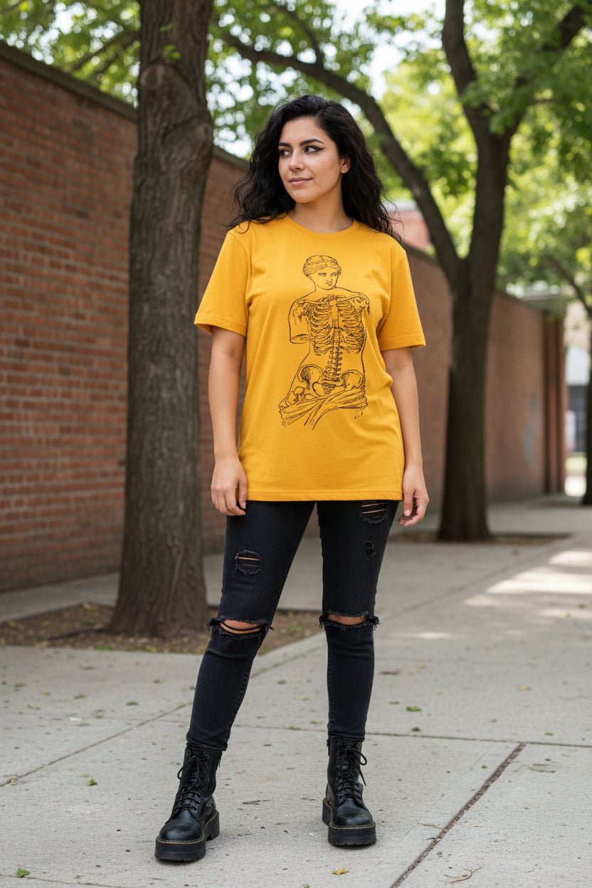 T-Shirt - Anatomical Venus Shirt | Art & Artists, Skulls & Skeletons | Light Fitted - Unisex Bella+Canvas 3001 | Goth/Gothic from SHIRT MONSTERS