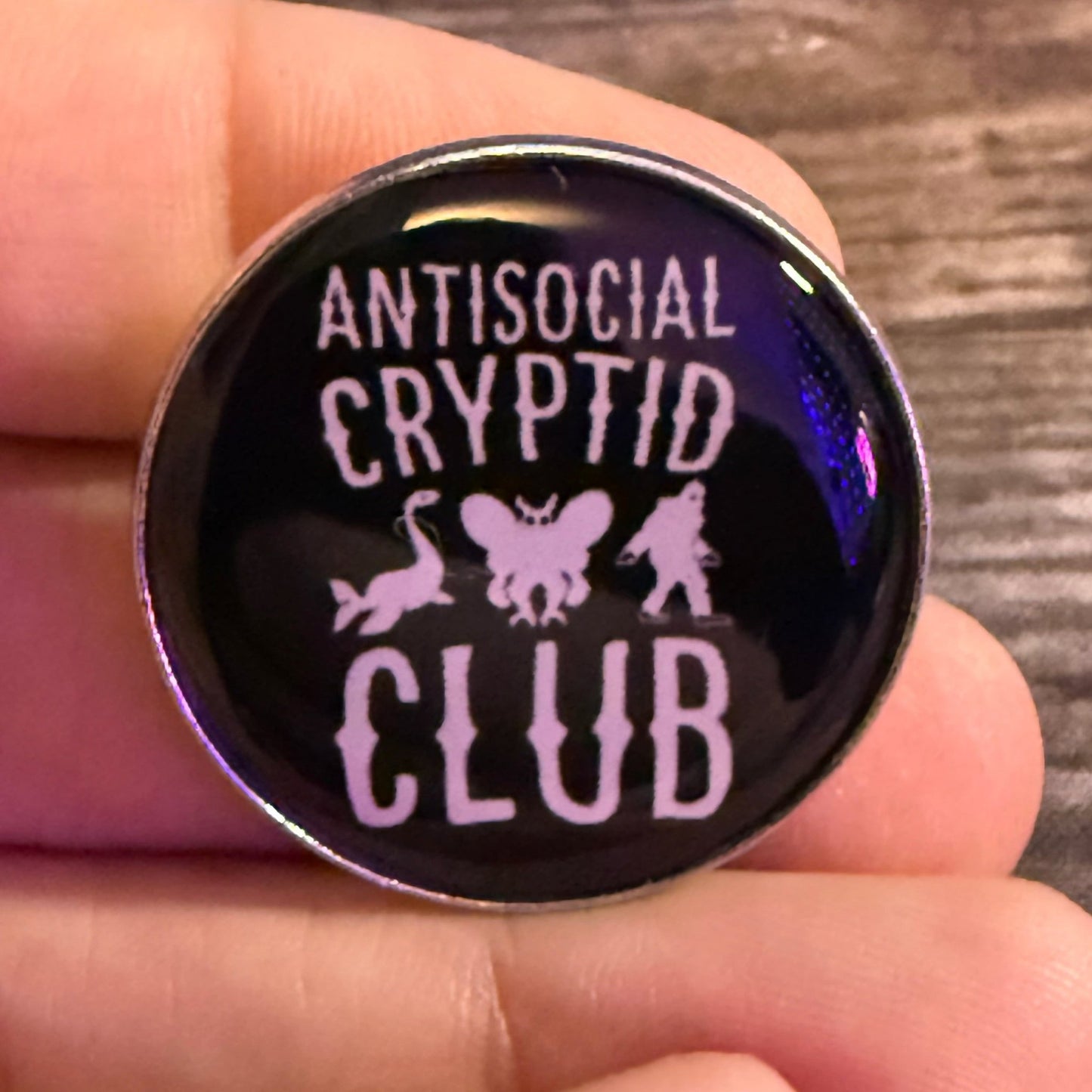  - Antisocial Cryptid Club Pinback Button | Pinback Button | Cryptids | Funny from Crypto Zoo Tees