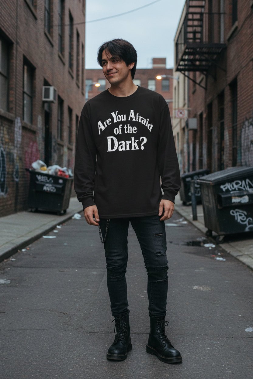 T-Shirt - Are You Afraid Long Sleeve | Horror Retro Vintage | Gildan 2400 | Long Sleeve Tee from SHIRT MONSTERS (Formally Crypto Zoo Tees)