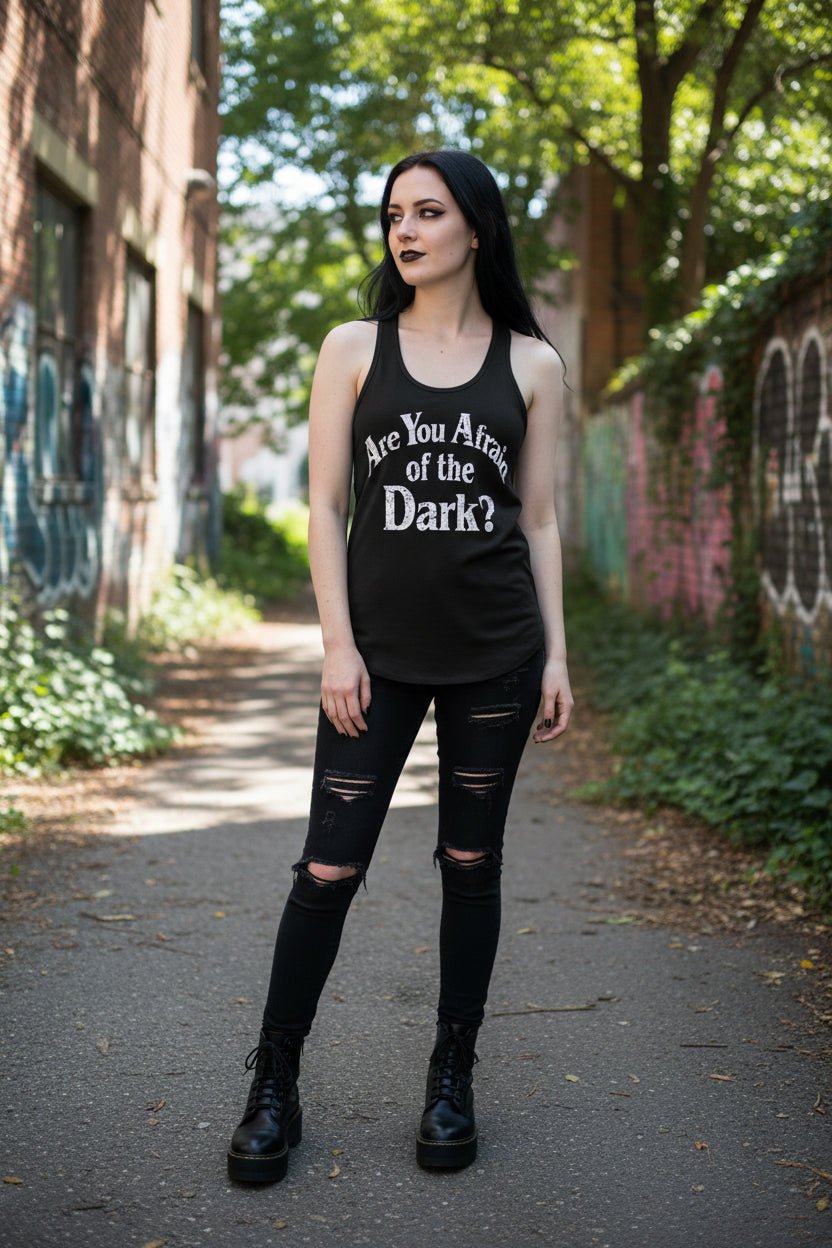 T-Shirt - Are You Afraid Tank | Horror Retro Vintage | Racerback Tank from SHIRT MONSTERS (Formally Crypto Zoo Tees)