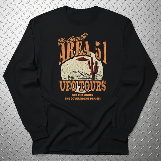Long - sleeve - Area 51 UFO Tours Long Sleeve | Alien & UFO | Unisex Long Sleeve Tee - Guldan 2400 from Crypto Zoo Tees