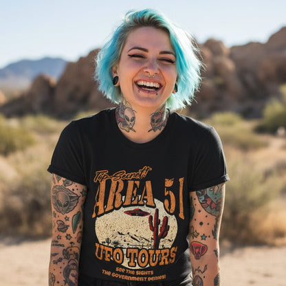 T-Shirt - Area 51 UFO Tours Tee | Alien & UFO | Ladies Tee - Gildan 5000L from Crypto Zoo Tees