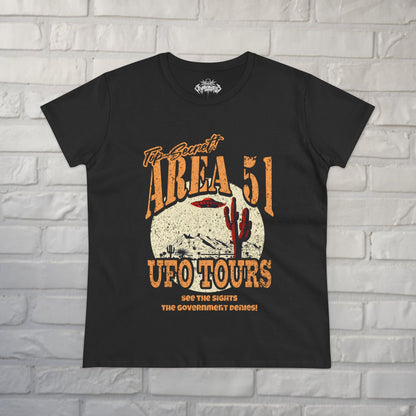 T-Shirt - Area 51 UFO Tours Tee | Alien & UFO | Ladies Tee - Gildan 5000L from Crypto Zoo Tees