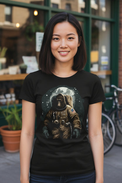 T-Shirt - Astronaut Bigfoot Ladies Tee | Ladies Tee | Bigfoot, Alien & UFO | Retro & Vintage, Psychedelic from Crypto Zoo Tees
