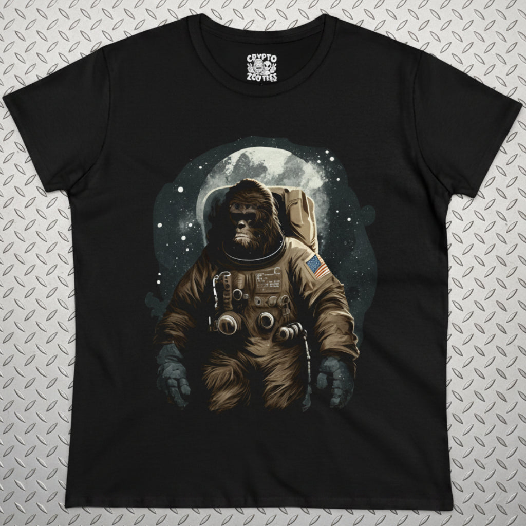 T-Shirt - Astronaut Bigfoot Ladies Tee | Ladies Tee | Bigfoot, Alien & UFO | Retro & Vintage, Psychedelic from Crypto Zoo Tees