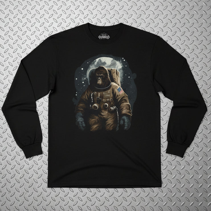 Long - sleeve - Astronaut Bigfoot Long Sleeve T-shirt | Long Sleeve T-shirt | Bigfoot, Alien & UFO | Retro & Vintage, Psychedelic from Crypto Zoo Tees