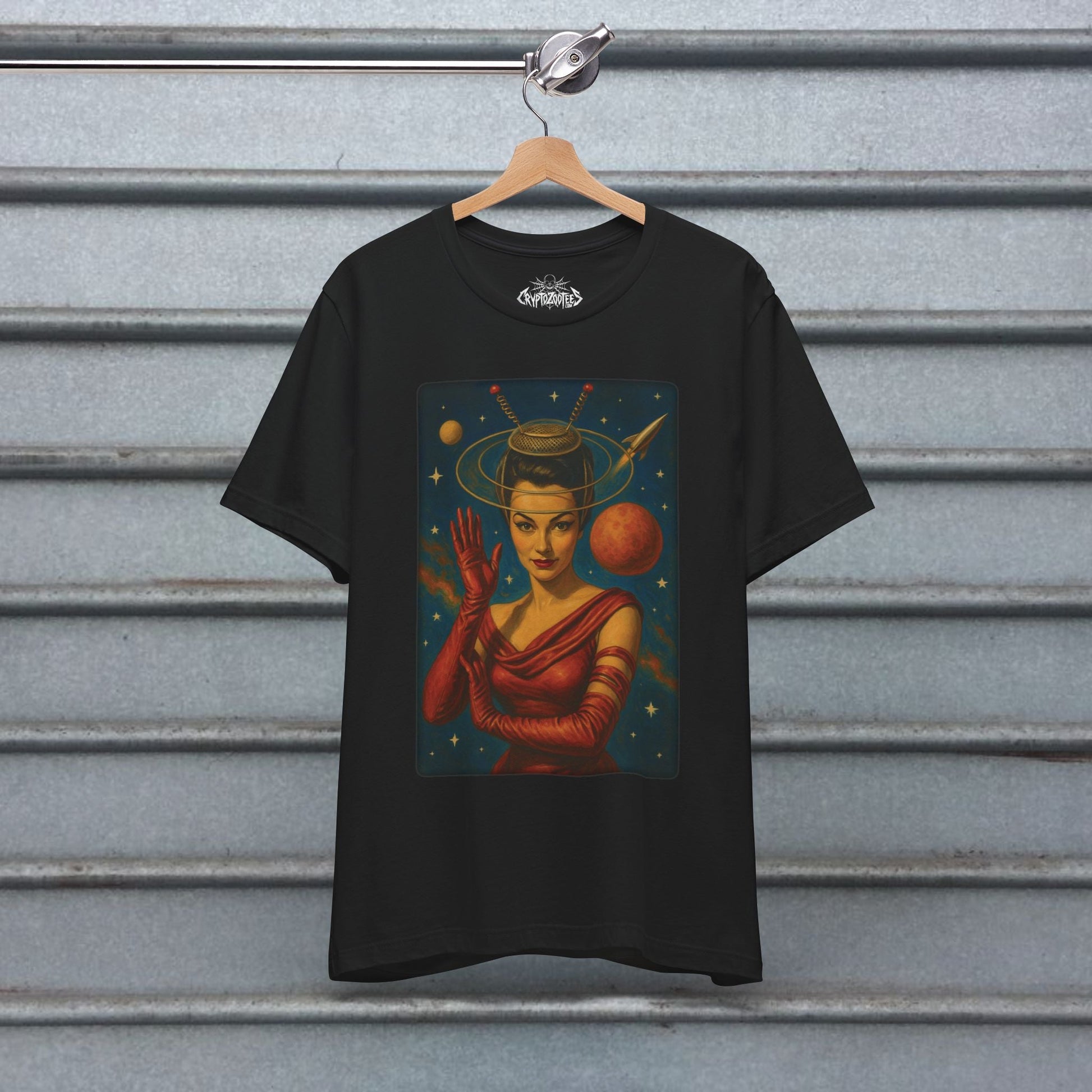 T-Shirt - Atomic Age Lady | Unisex T-shirt (Bella+Canvas 3001) | Alien &amp; UFO | Retro & Vintage from Crypto Zoo Tees