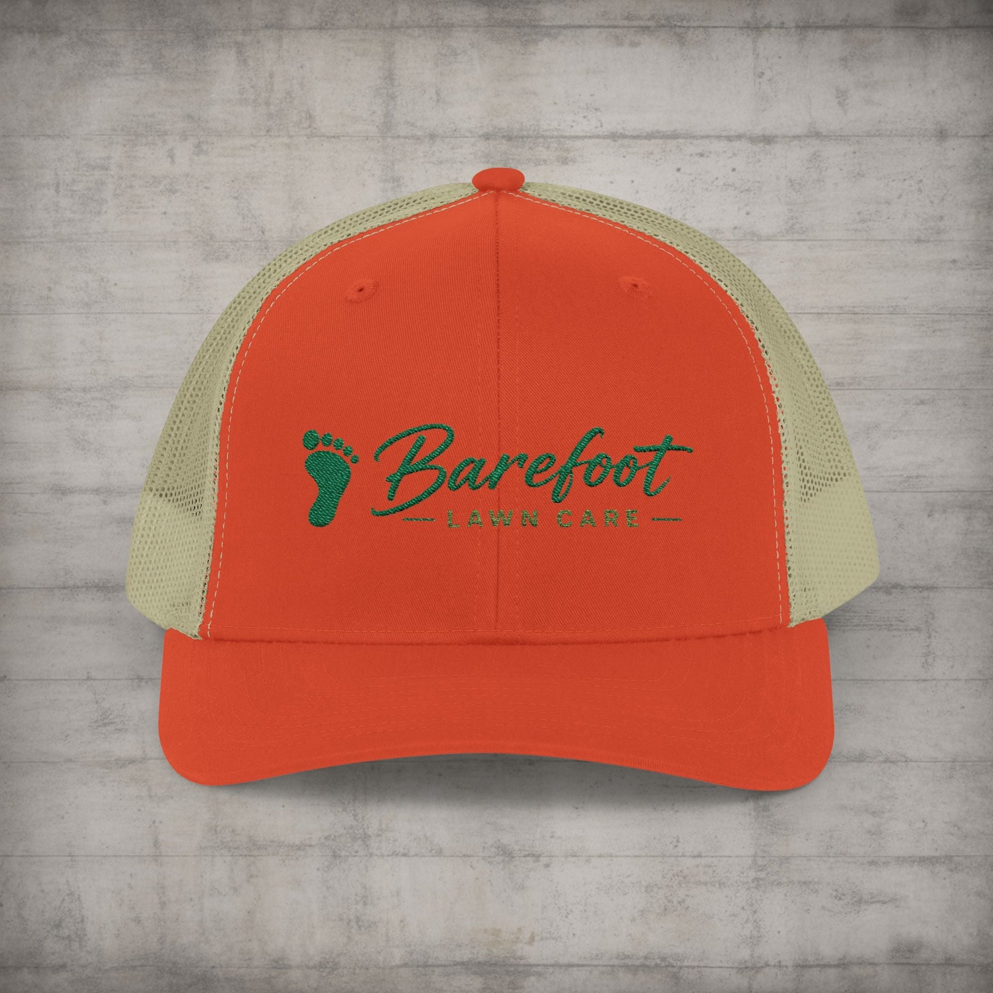 Hats - Barefoot Lawn Care - Custom Embroidered Trucker Cap from SHIRT MONSTERS (Formally Crypto Zoo Tees)