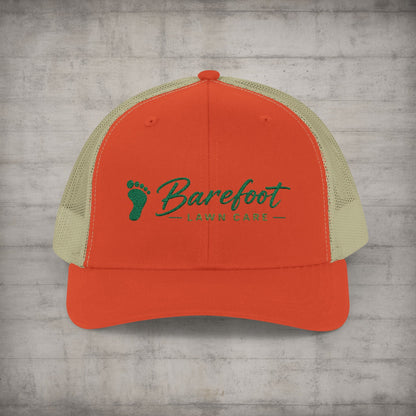 Hats - Barefoot Lawn Care - Custom Embroidered Trucker Cap from SHIRT MONSTERS (Formally Crypto Zoo Tees)