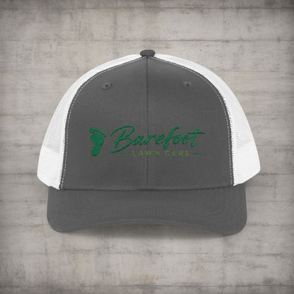 Hats - Barefoot Lawn Care - Custom Embroidered Trucker Cap from SHIRT MONSTERS (Formally Crypto Zoo Tees)