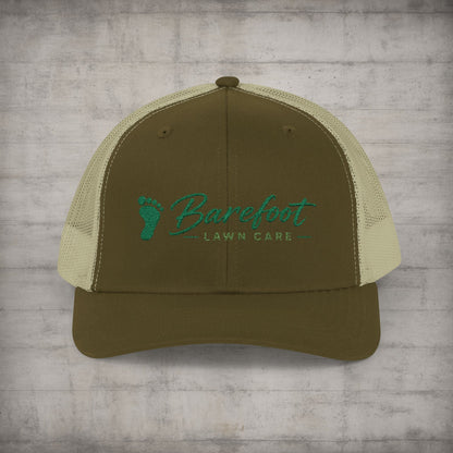 Hats - Barefoot Lawn Care - Custom Embroidered Trucker Cap from SHIRT MONSTERS (Formally Crypto Zoo Tees)