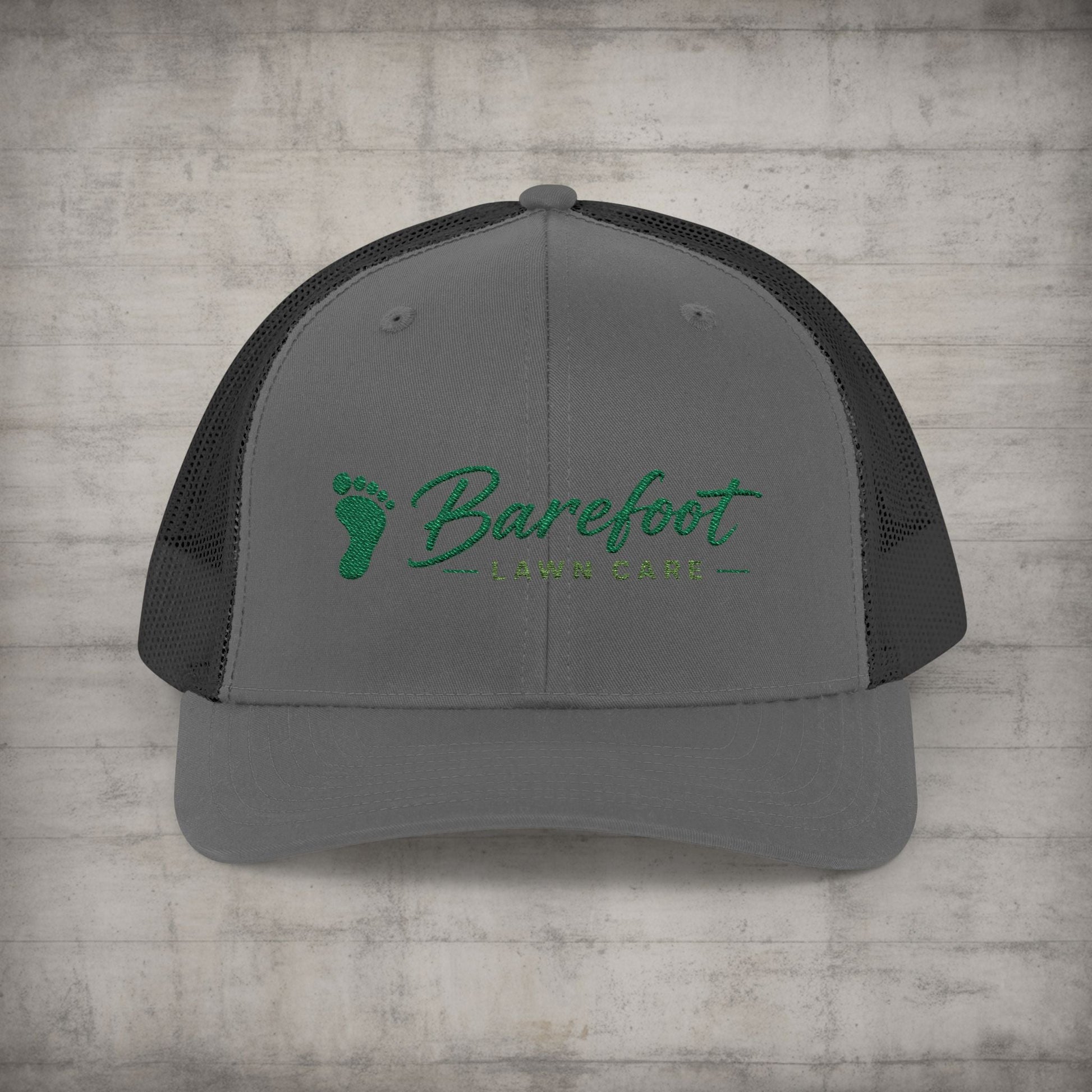Hats - Barefoot Lawn Care - Custom Embroidered Trucker Cap from SHIRT MONSTERS (Formally Crypto Zoo Tees)