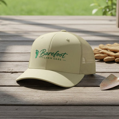 Hats - Barefoot Lawn Care - Custom Embroidered Trucker Cap from SHIRT MONSTERS (Formally Crypto Zoo Tees)