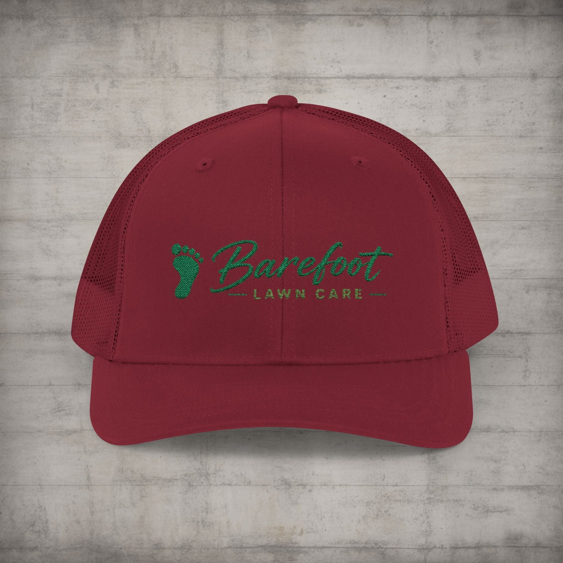 Hats - Barefoot Lawn Care - Custom Embroidered Trucker Cap from SHIRT MONSTERS (Formally Crypto Zoo Tees)