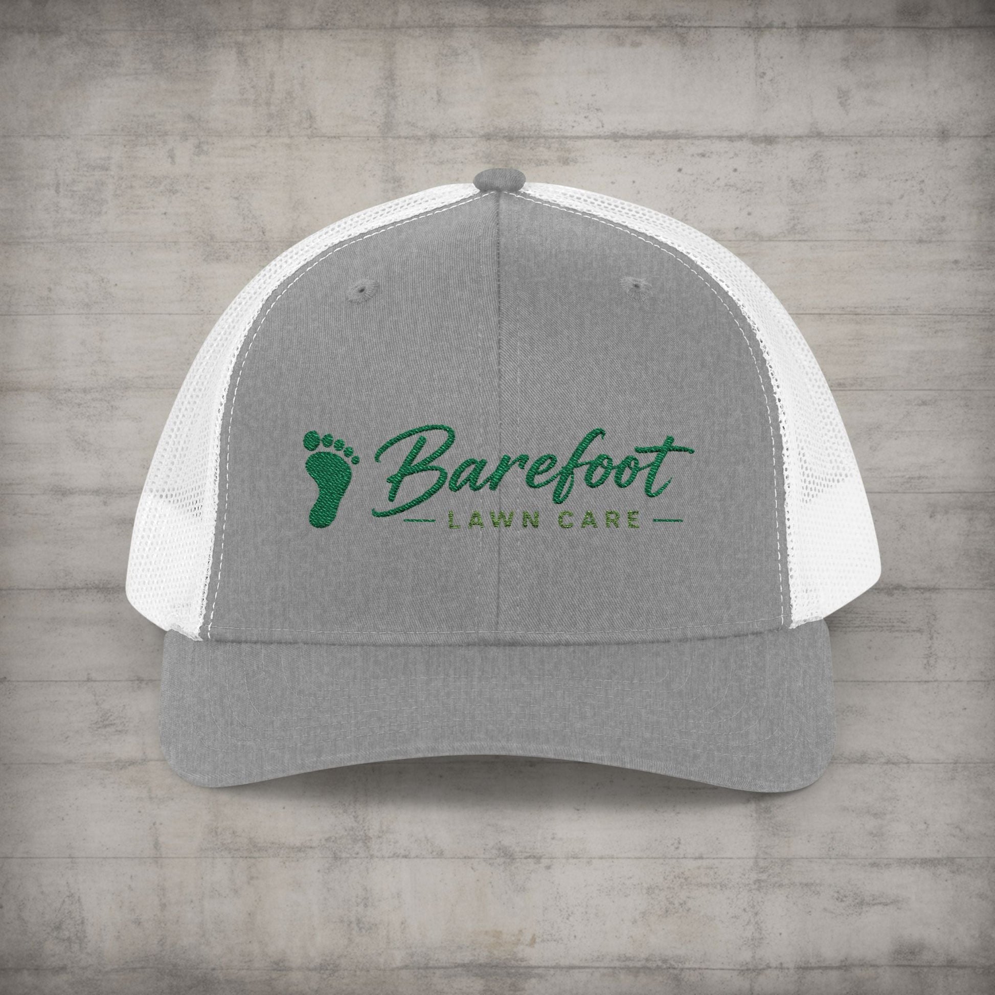 Hats - Barefoot Lawn Care - Custom Embroidered Trucker Cap from SHIRT MONSTERS (Formally Crypto Zoo Tees)