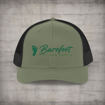 Hats - Barefoot Lawn Care - Custom Embroidered Trucker Cap from SHIRT MONSTERS (Formally Crypto Zoo Tees)