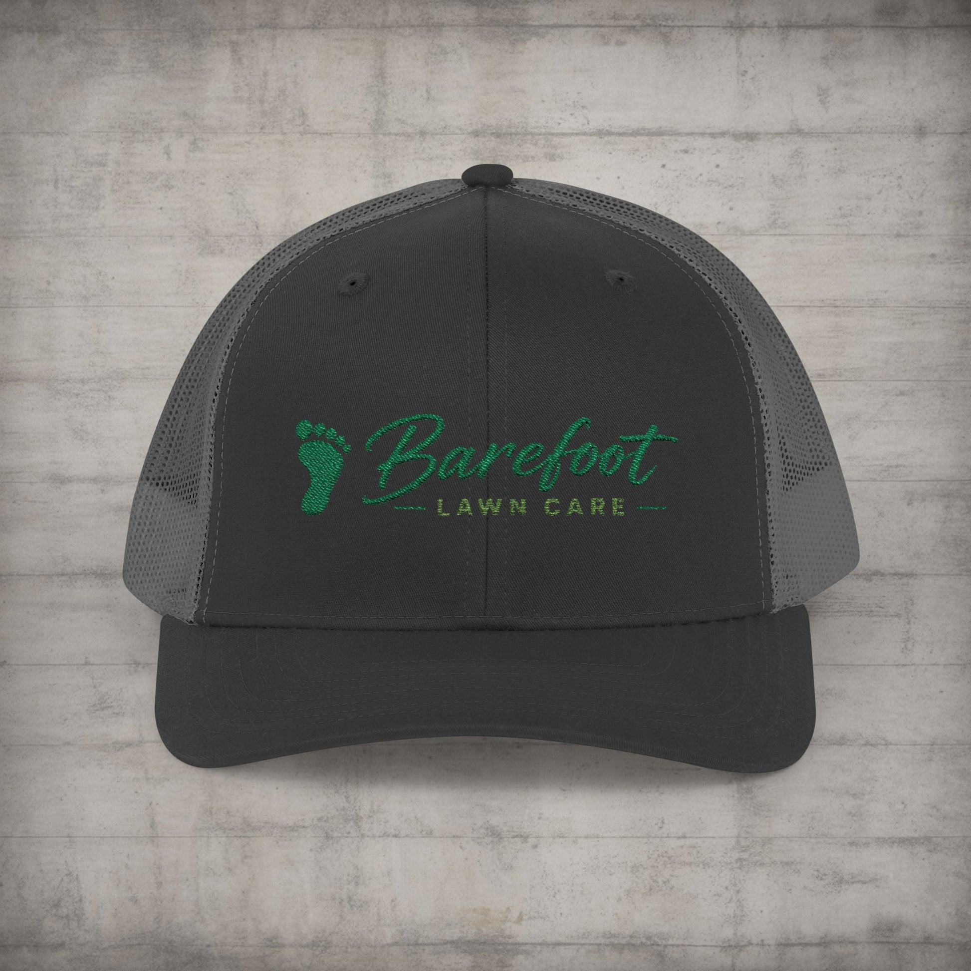 Hats - Barefoot Lawn Care - Custom Embroidered Trucker Cap from SHIRT MONSTERS (Formally Crypto Zoo Tees)