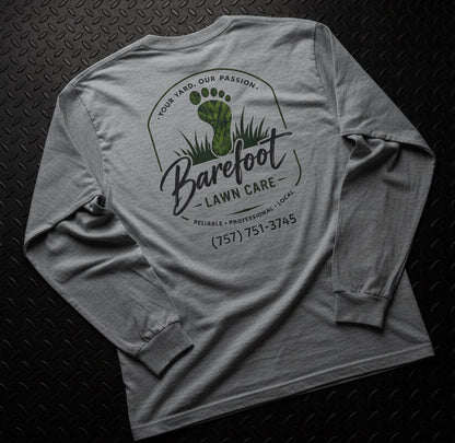 Long - sleeve - Barefoot Lawn Care - Custom Long Sleeve T-shirt from SHIRT MONSTERS (Formally Crypto Zoo Tees)