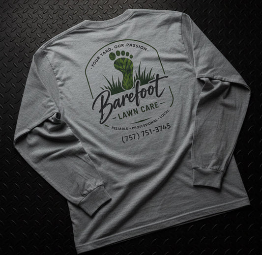 Long - sleeve - Barefoot Lawn Care - Custom Long Sleeve T-shirt from SHIRT MONSTERS (Formally Crypto Zoo Tees)