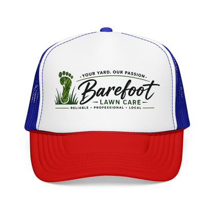 Hats - Barefoot Lawn Care - Custom Screen Printed Trucker Cap from SHIRT MONSTERS (Formally Crypto Zoo Tees)