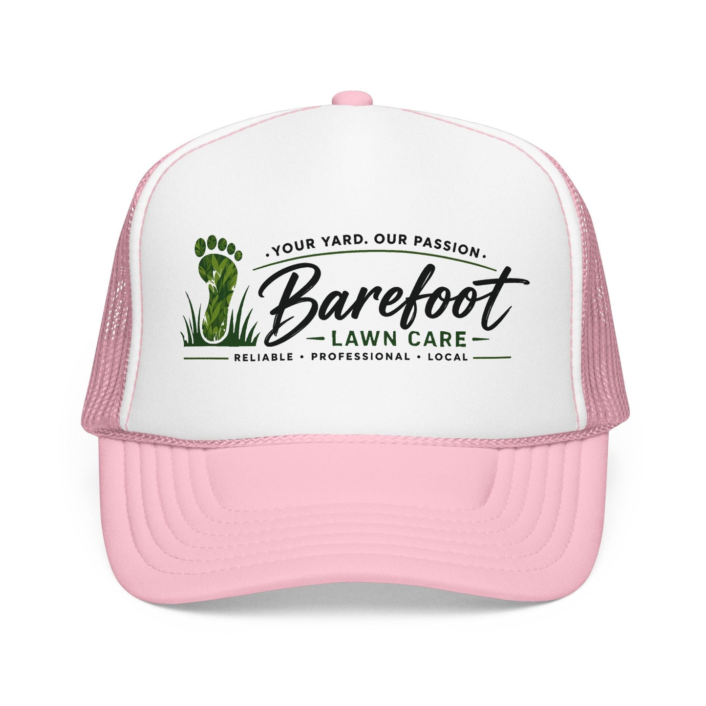 Hats - Barefoot Lawn Care - Custom Screen Printed Trucker Cap from SHIRT MONSTERS (Formally Crypto Zoo Tees)