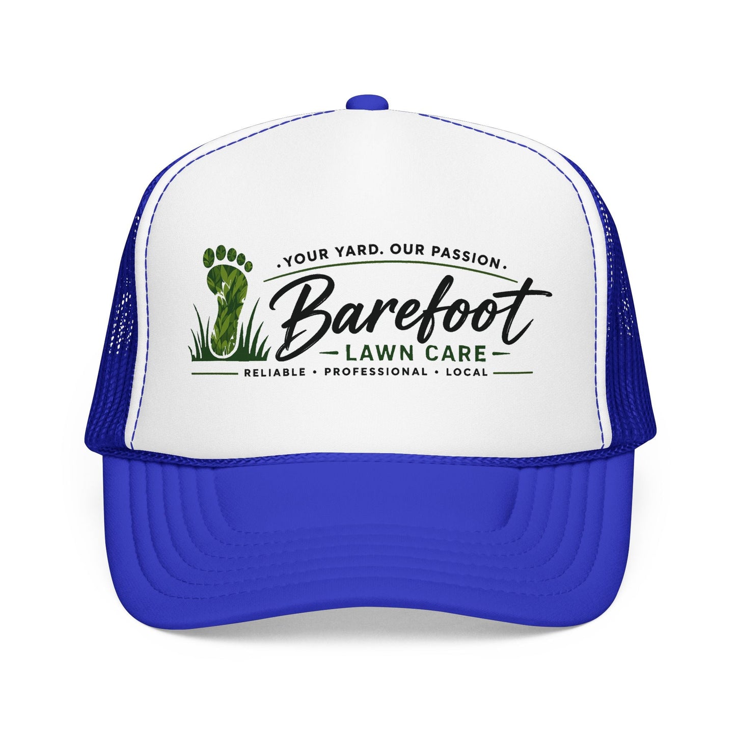 Hats - Barefoot Lawn Care - Custom Screen Printed Trucker Cap from SHIRT MONSTERS (Formally Crypto Zoo Tees)