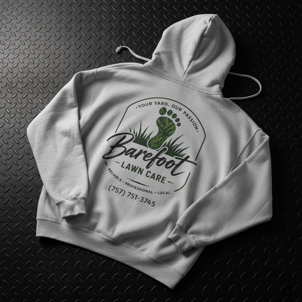 Hoodie - Barefoot Lawn Care - Custom Single Sided Pullover Hoodie from SHIRT MONSTERS (Formally Crypto Zoo Tees)