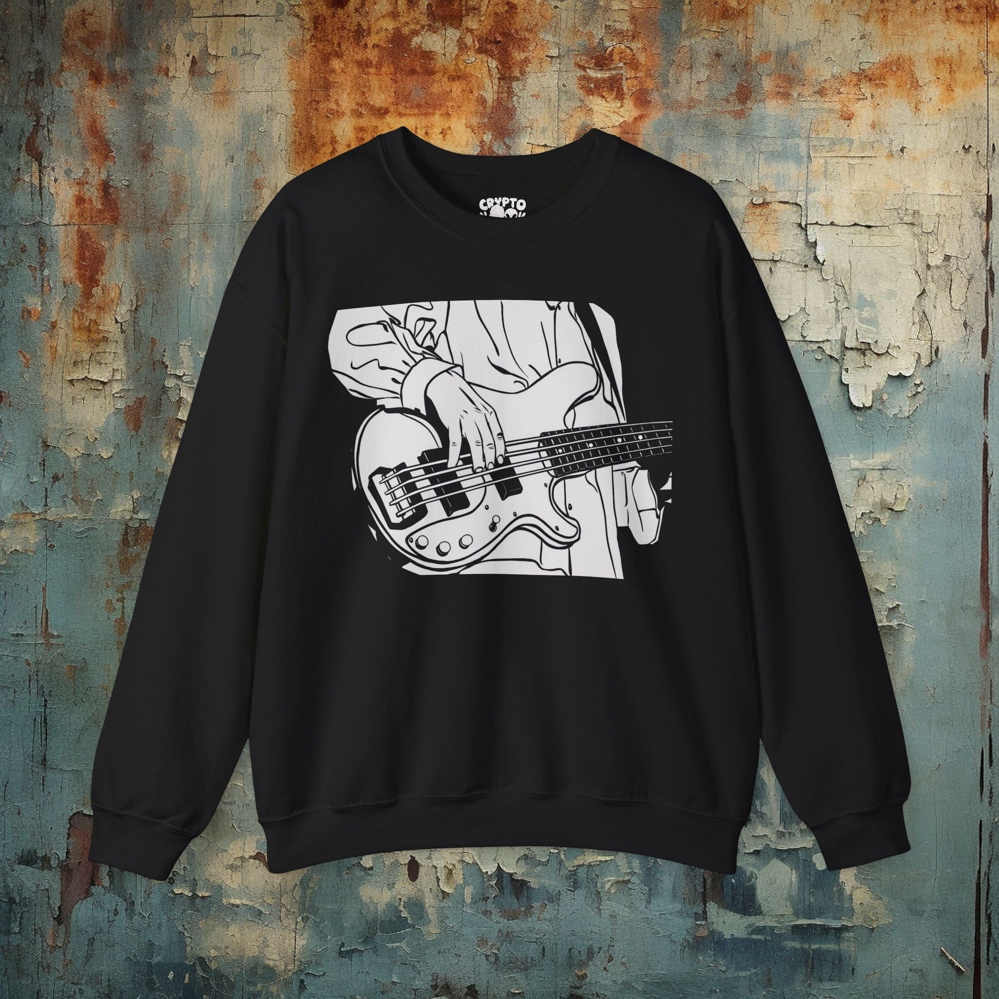 Sweatshirt - Bass Guitar Player Sweatshirt - Cozy Unisex Music Lover Pullover from Crypto Zoo Tees